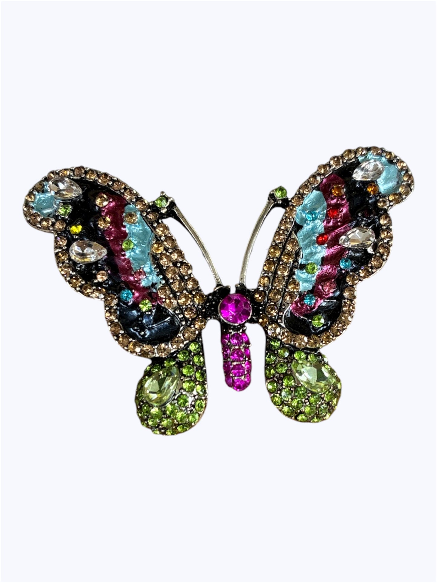 BR0415 | Jewel-Tone Butterfly Statement Brooch | D0-2-415