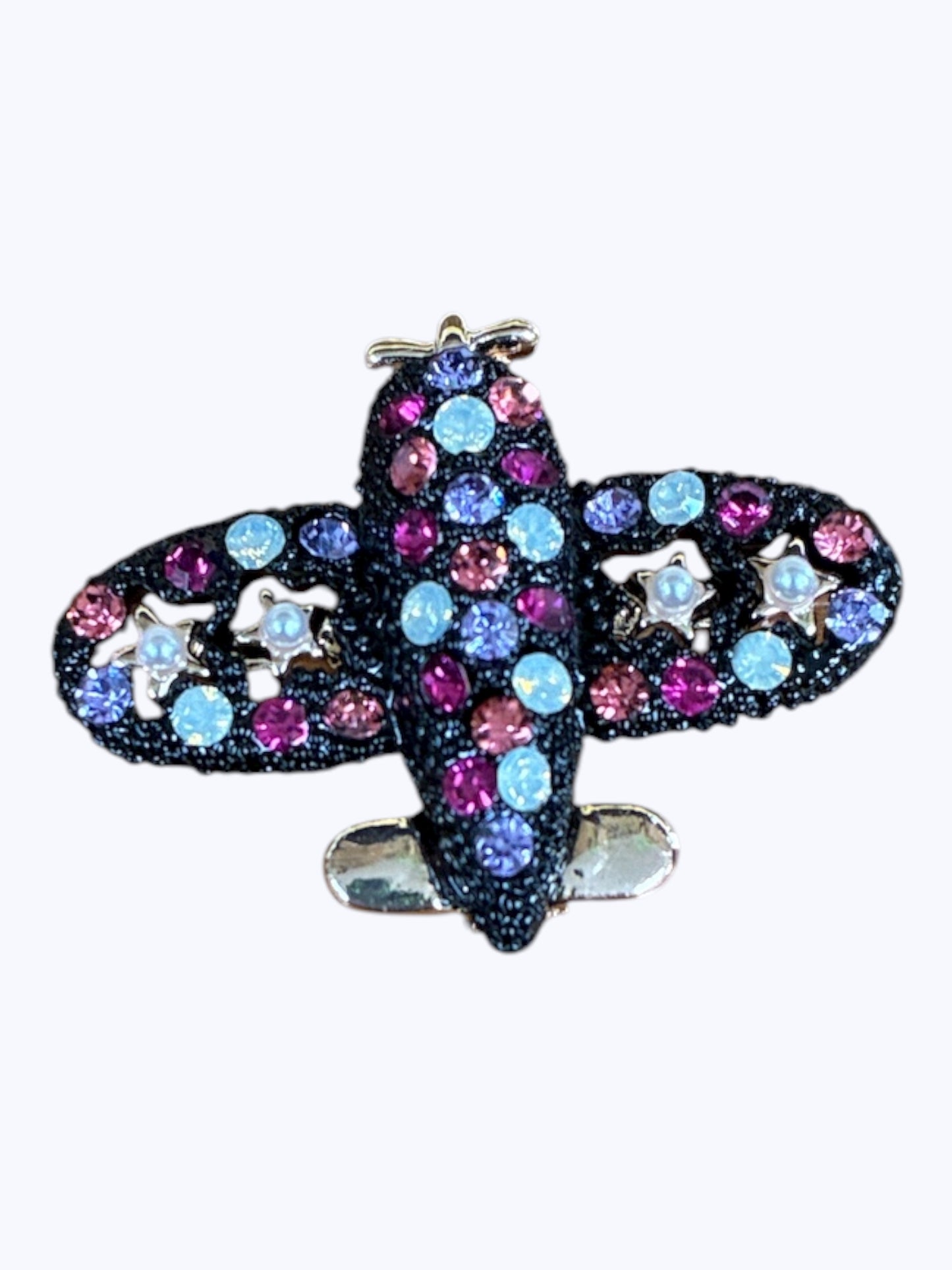 BR0355 | Crystal Airplane Statement Brooch | L4-3-3444