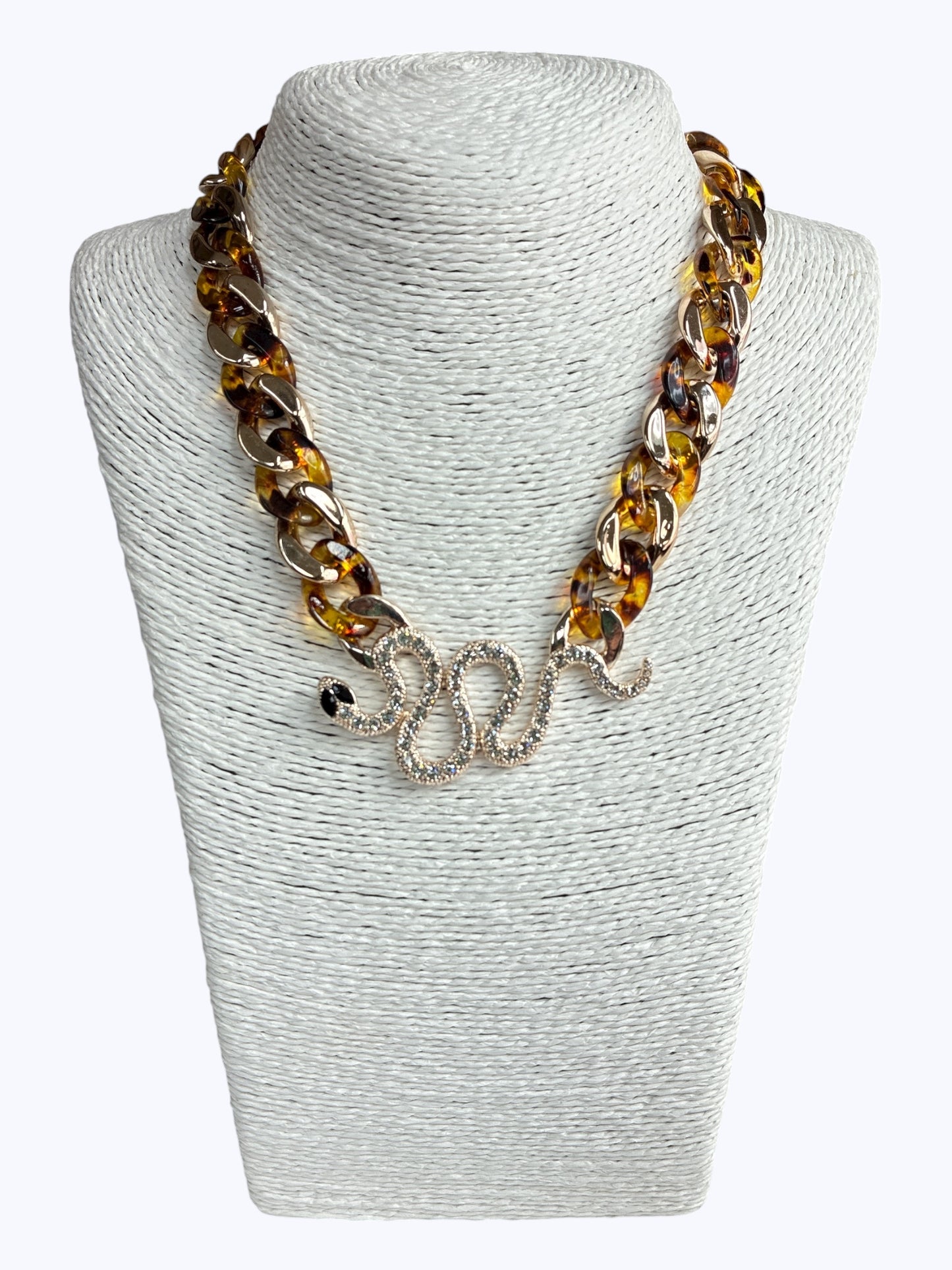 N3116| Acrylic Chain Rhinestones Snake Necklace |JCNE2974