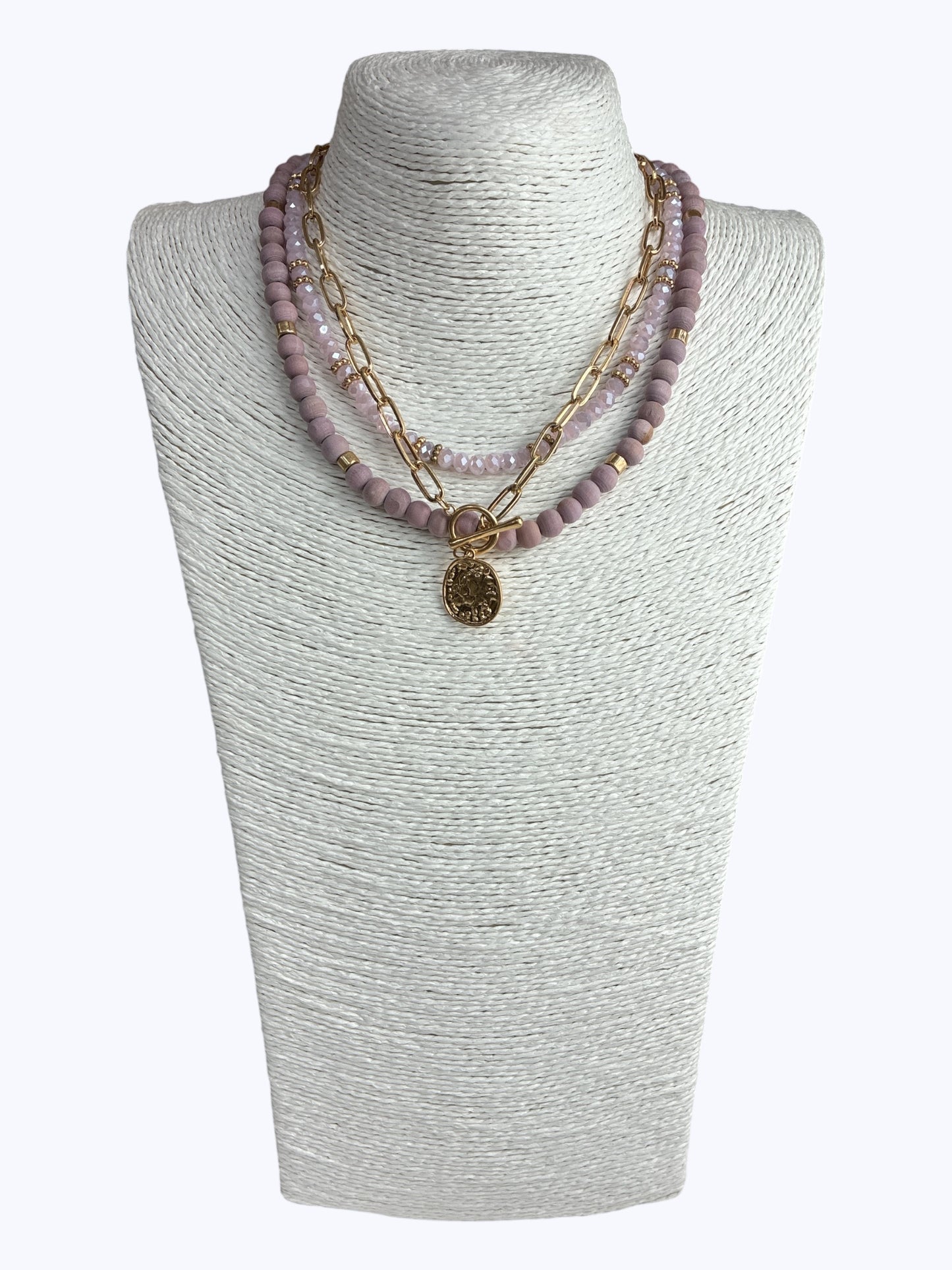 N0034| Wood and crystal Necklace |18510