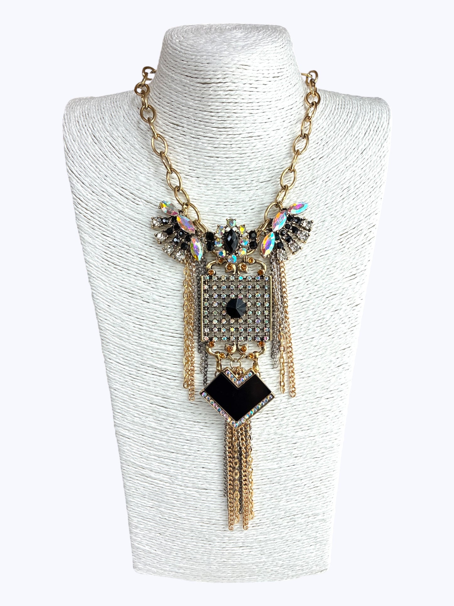 N3091 | Black Gold Pendant Necklace |TNE2589