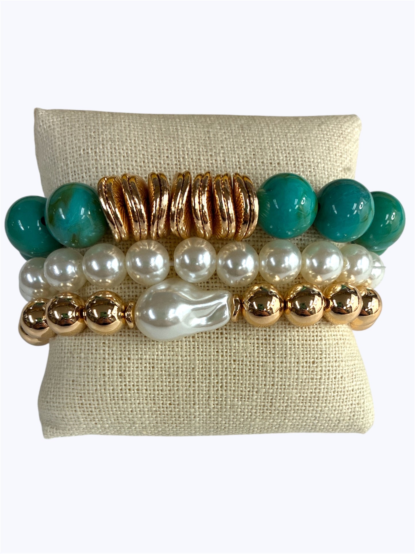 B0423 | Pearl Accent Beaded Bracelet Set | TB9807
