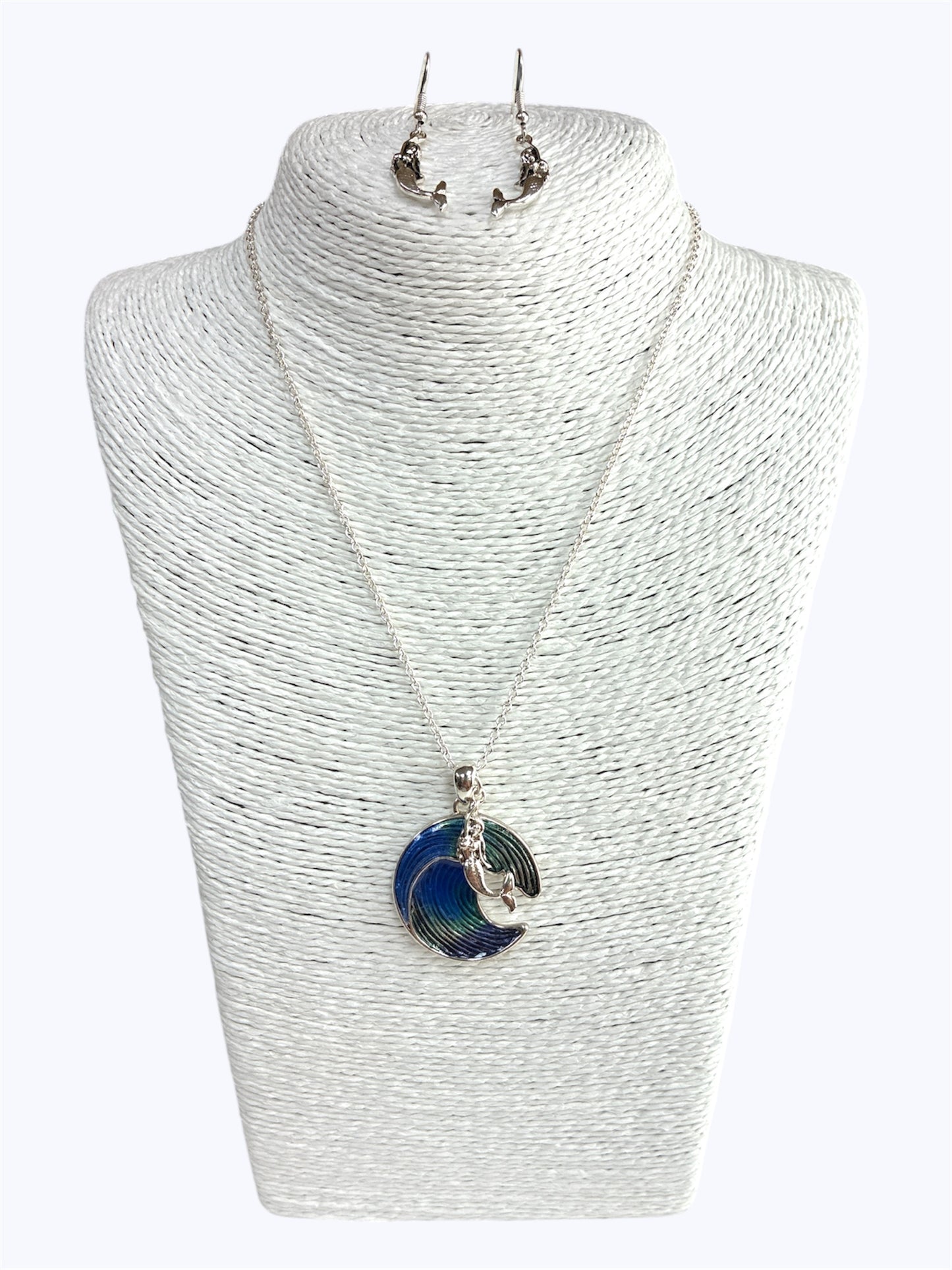 N0377| Mermaid Ocean Wave Circle Shape Pendants Necklace|AS6046