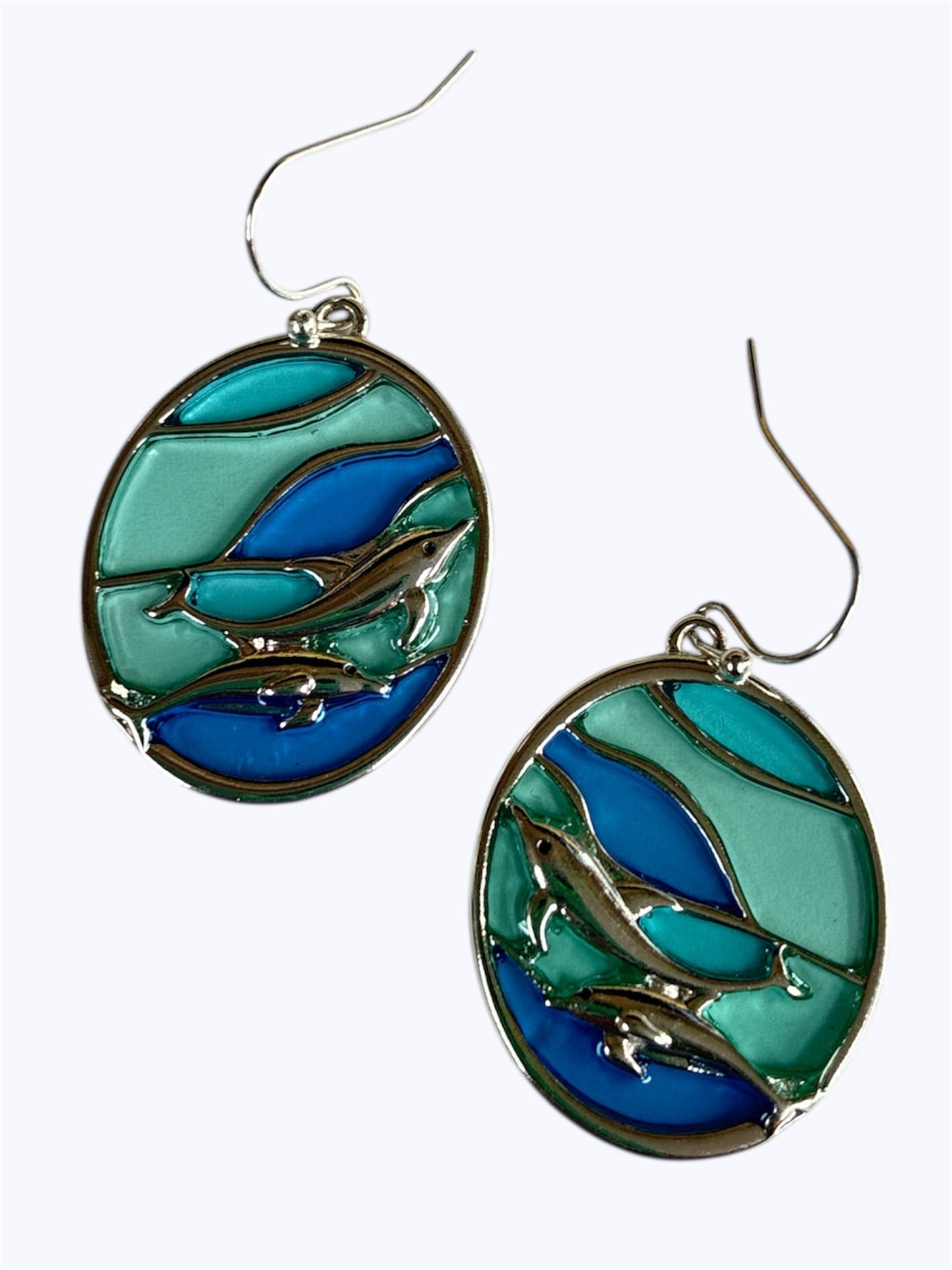 E0957 | Dolphin Design Oval Shape Drop dangle Hook Earrings|AE6971
