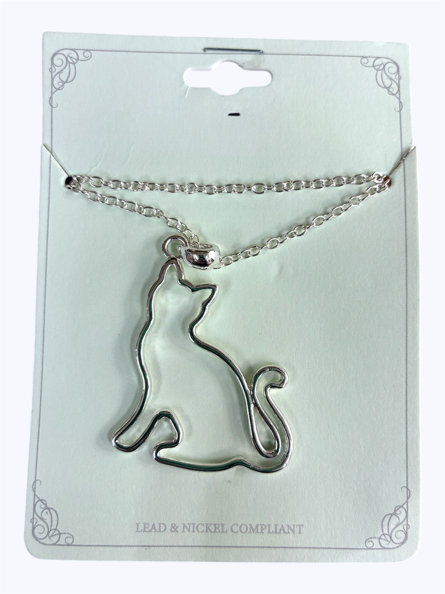 N0410| Outlined Animal Cat Shape Pendant Necklace|AN2898