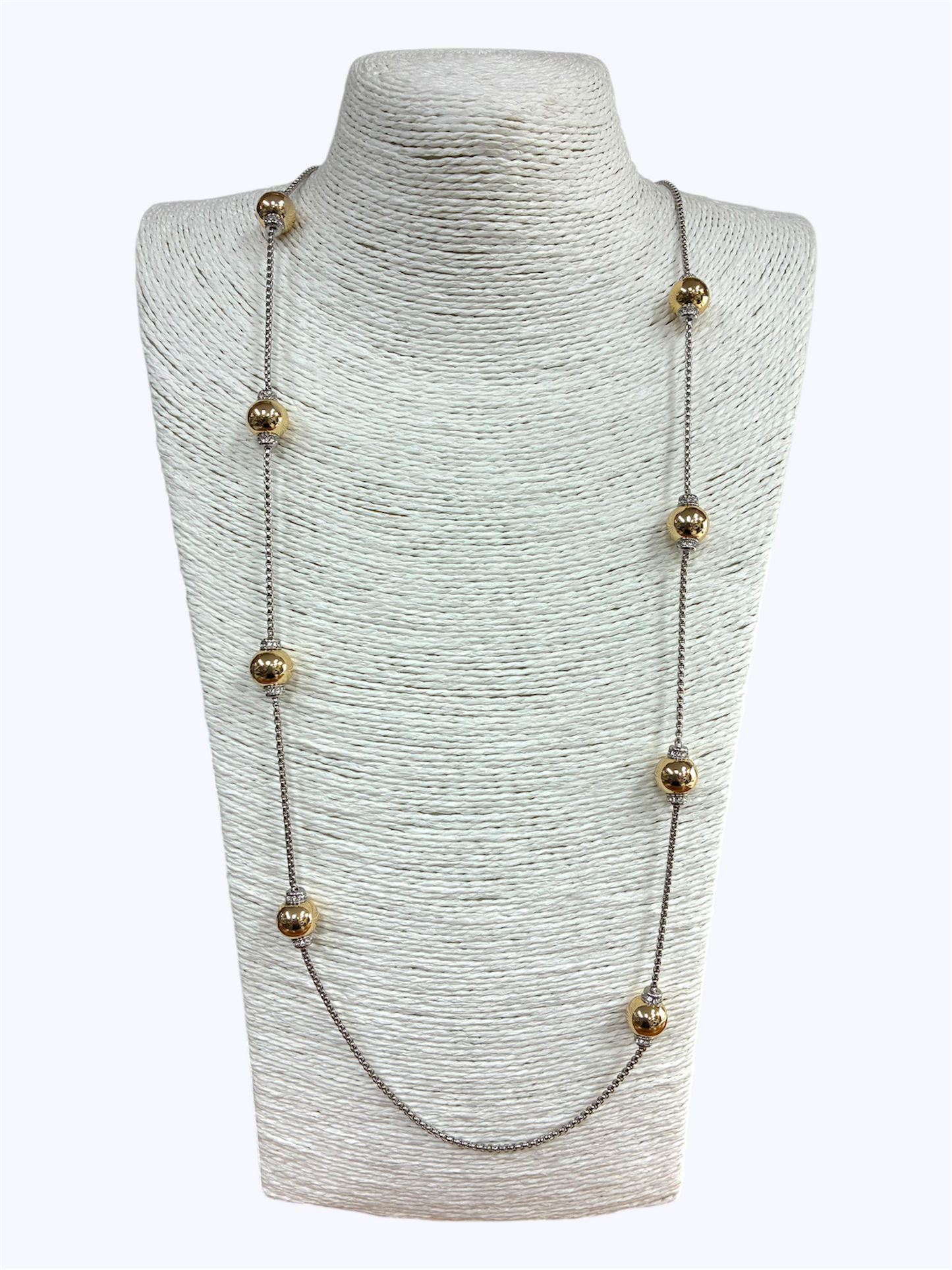N0737 | Two tone Rhodium Plated Chain Necklace | NE8249