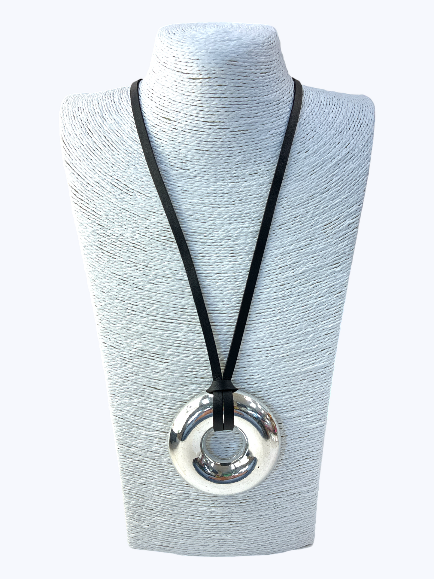 N5187 | Circle Black Cord Long Necklace | NK26155