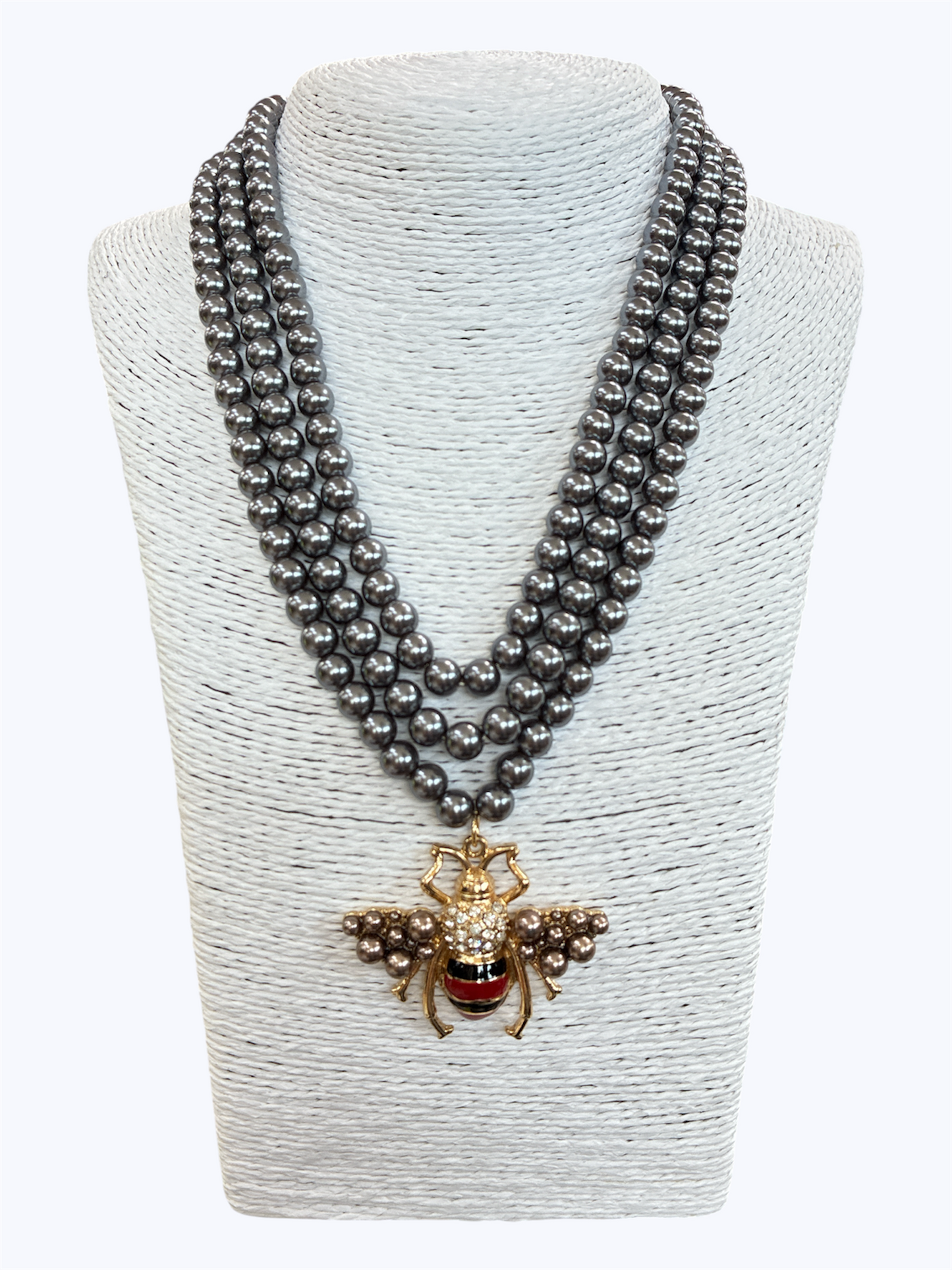 N3248| Layered Pearl Bee Pendant Necklace |JCNE2643