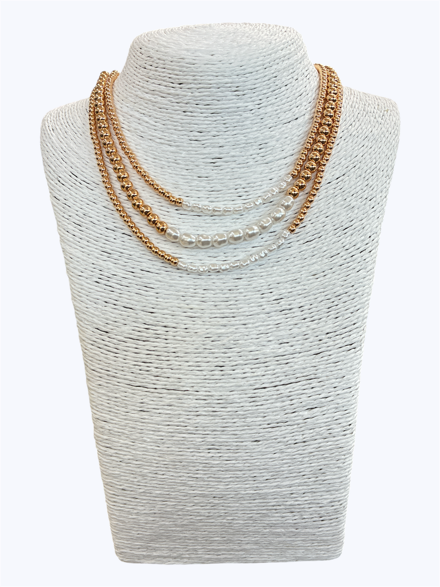 N0189 |Beaded & Pearl 3 pcs Necklace |78N4005