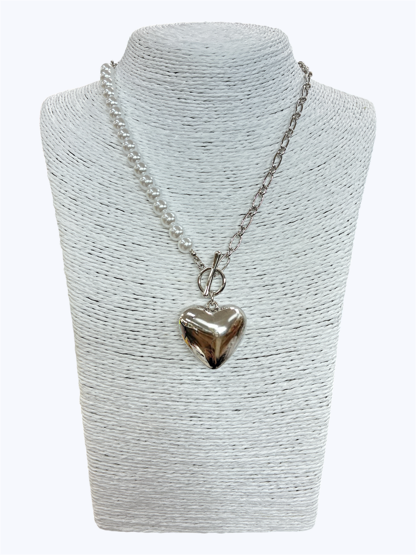 N3033 |Bubble Heart Chain Pearl Necklace| 18401