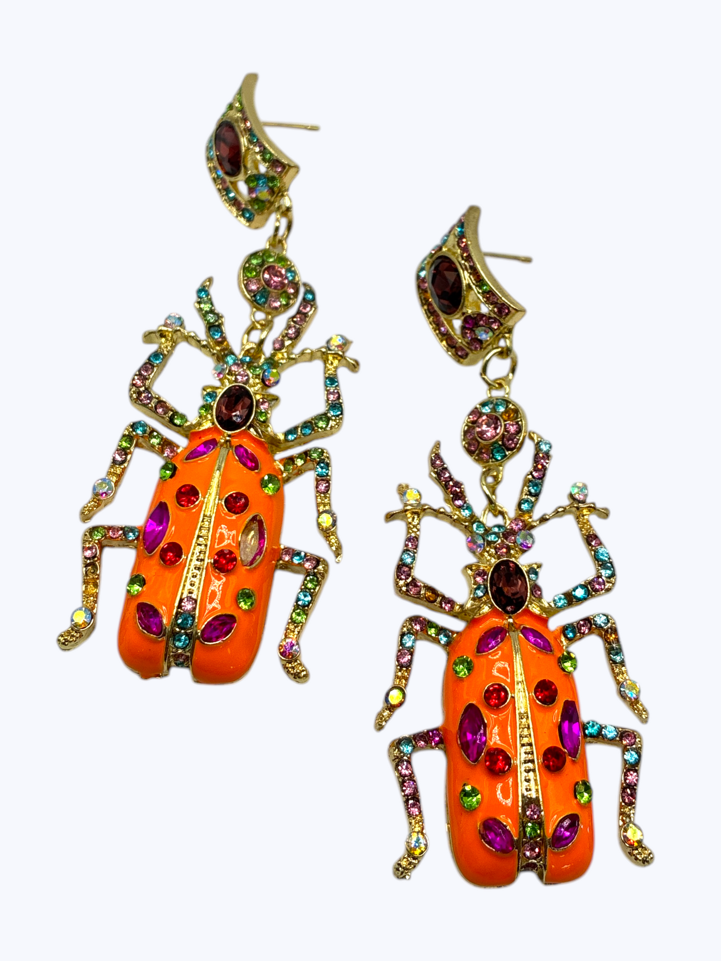 E2457 | Rhinestone Beetle Earrings | ER26150