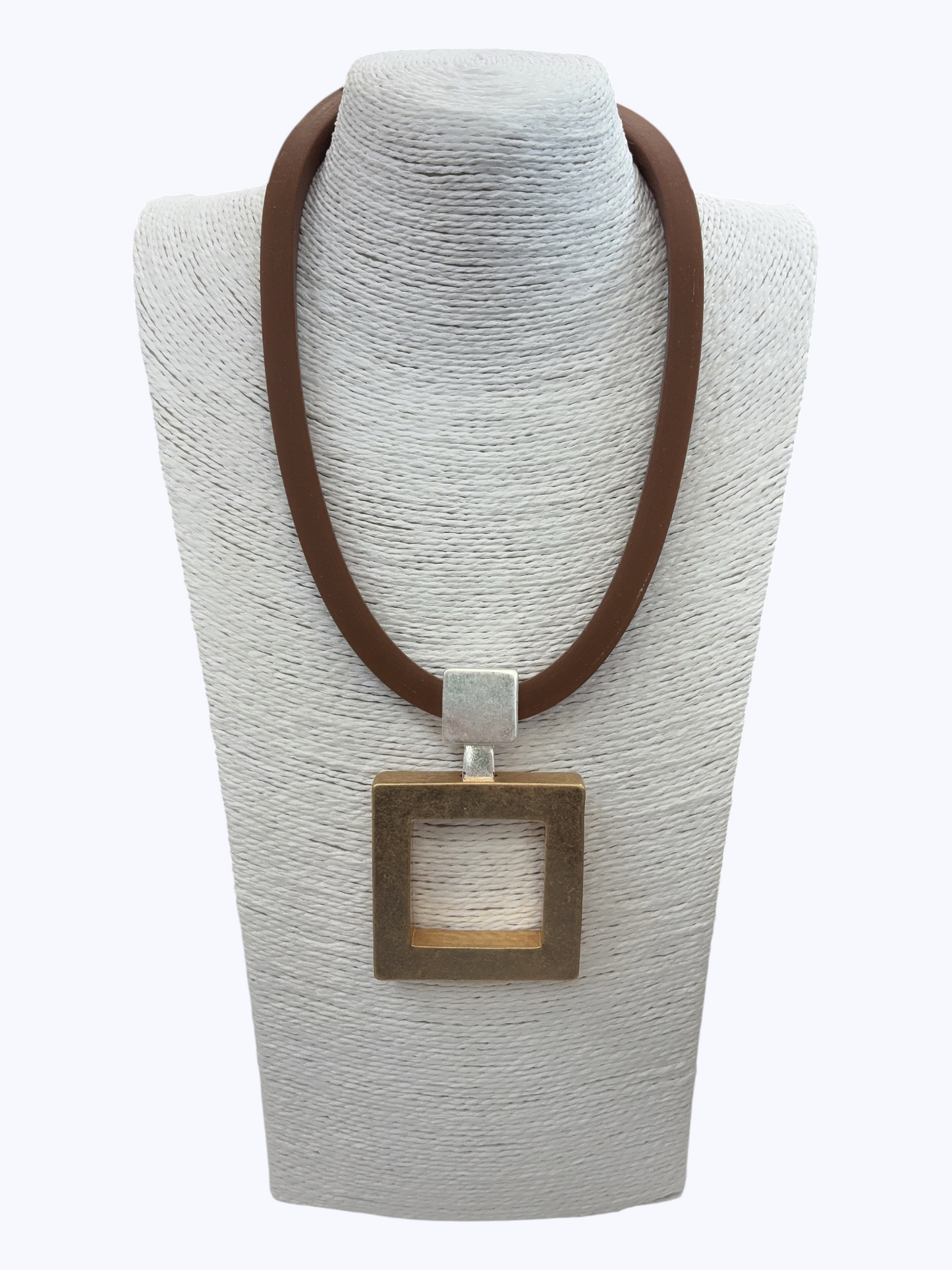 Matte Two Tone Pendant Short Necklace - N5326