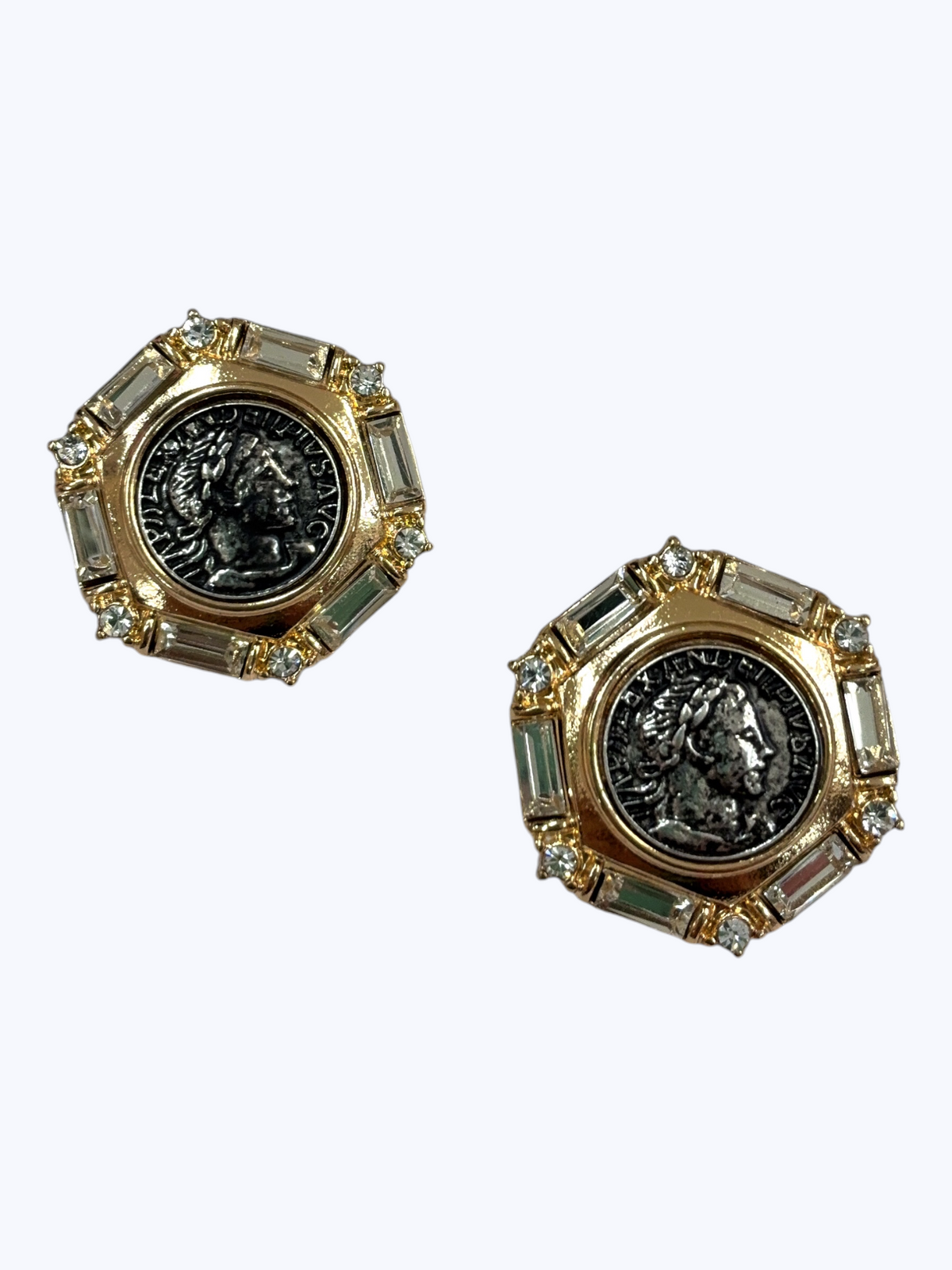Antique Baguette Coin Earrings - E2579