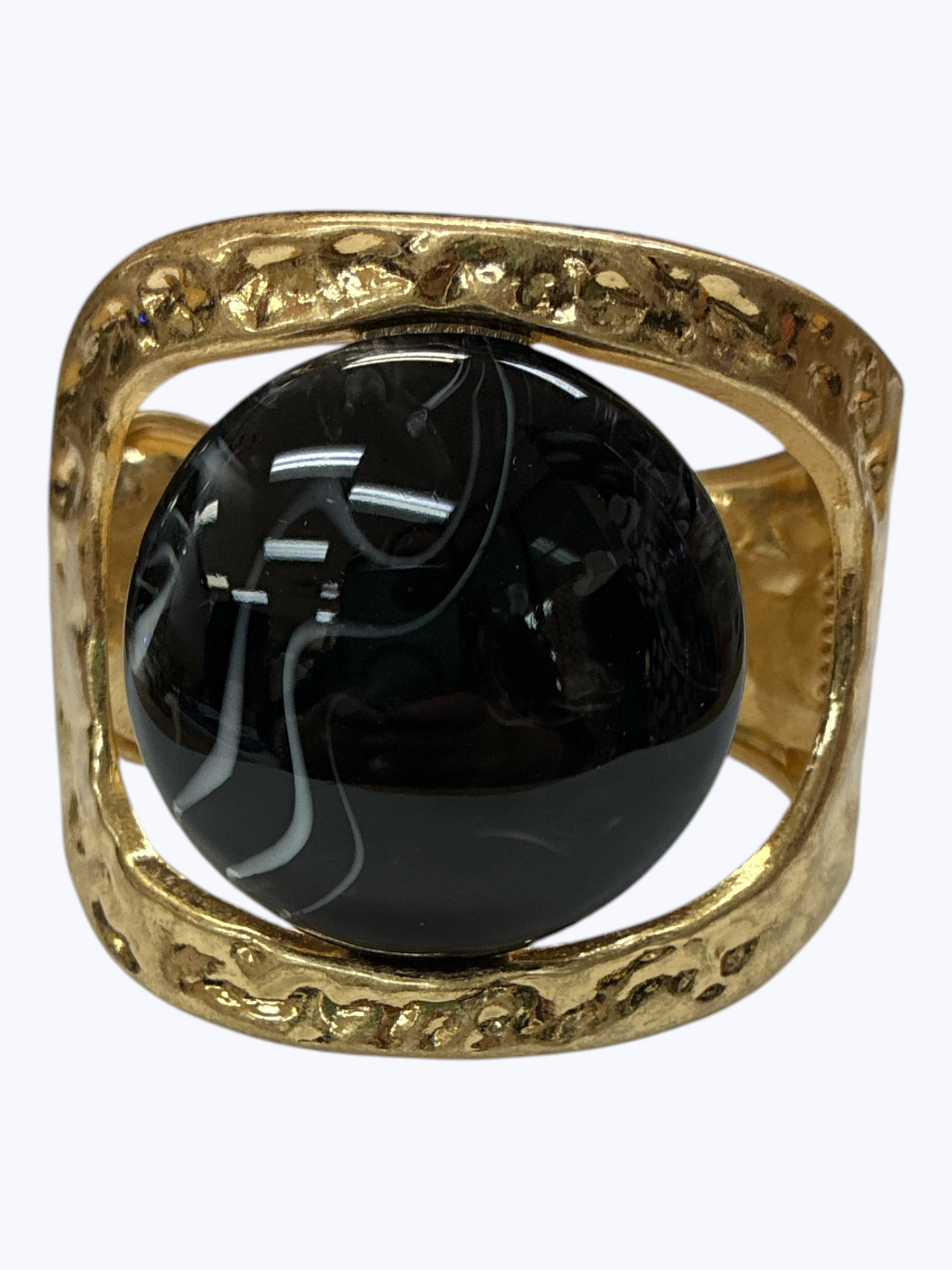 Resin Stone Hammered Cuff Bracelet - B0542