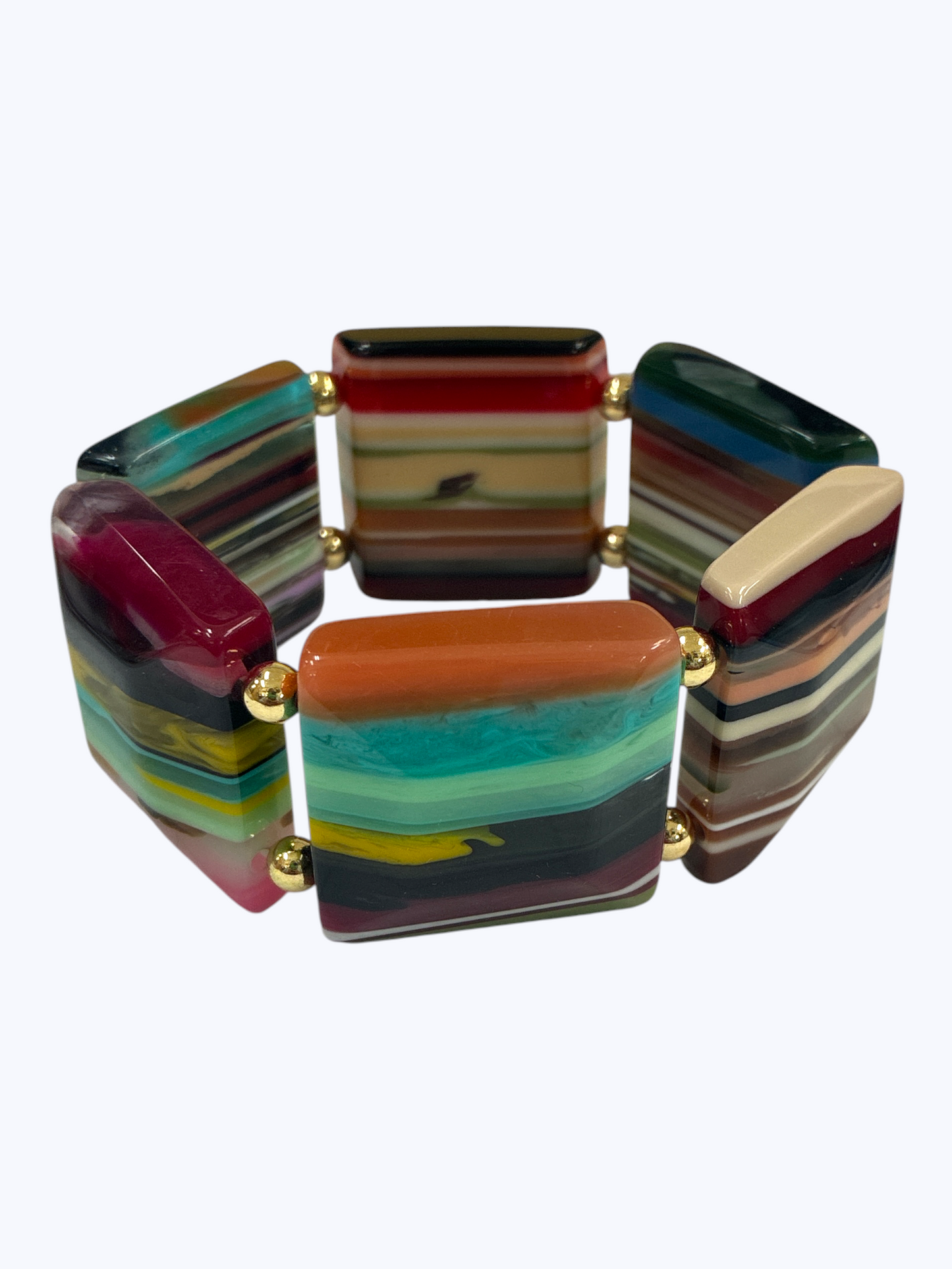 Striped Acrylic Stretch Bracelet - B0551