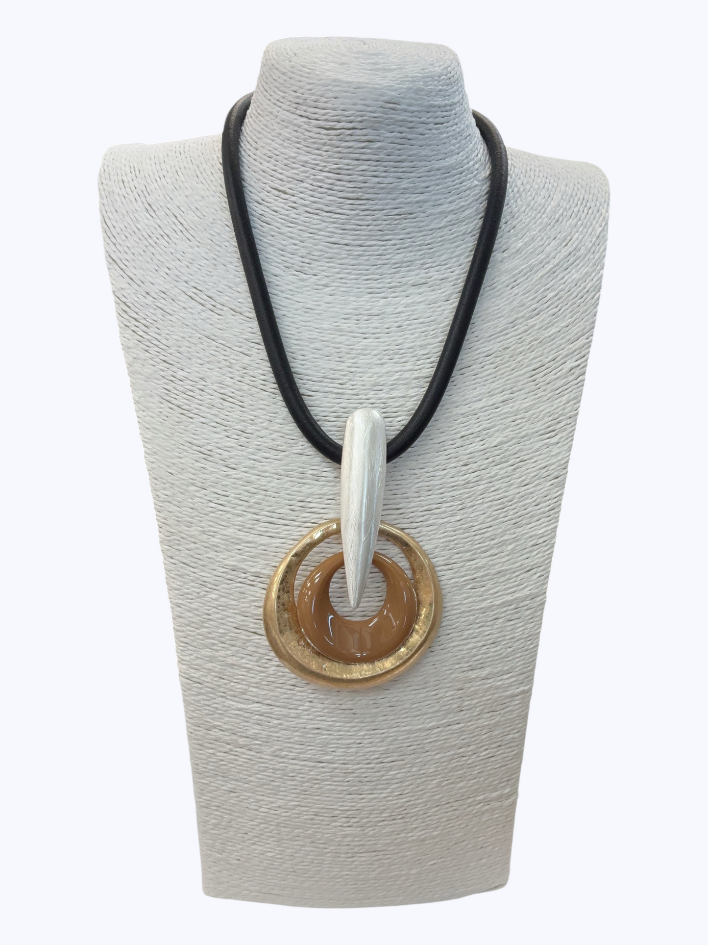 Oversized Double Ring Pendant Necklace | N5373