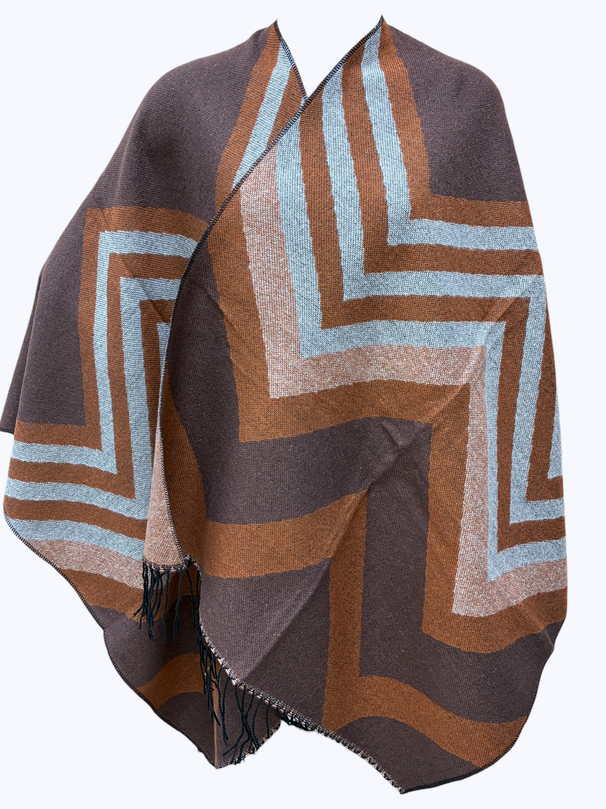 Geometric Knit Poncho | PC114