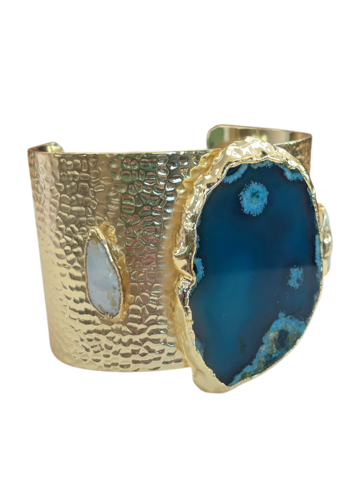 Blue Natural Stone & Freshwater Pearl Bracelet