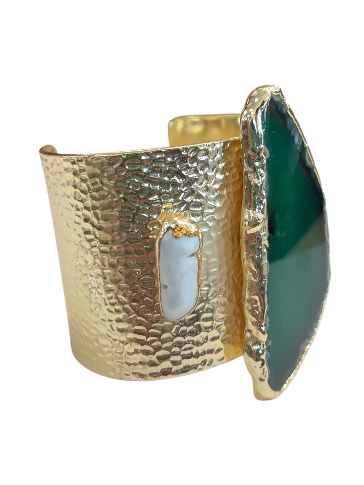 Emerald Natural Stone & Freshwater Pearl Bracelet