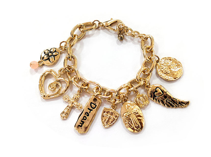 Cross & Wing Charm Bracelet | B0111