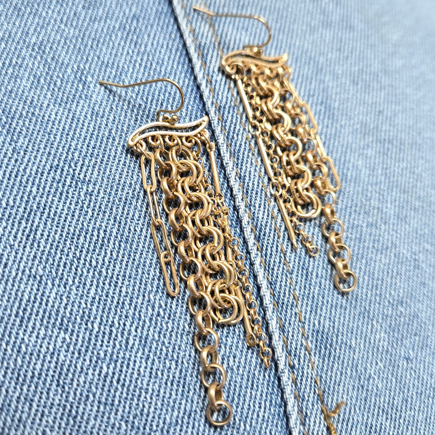 E1017 QE1691 Chain Tassel Drop Dangle Hook Earrings