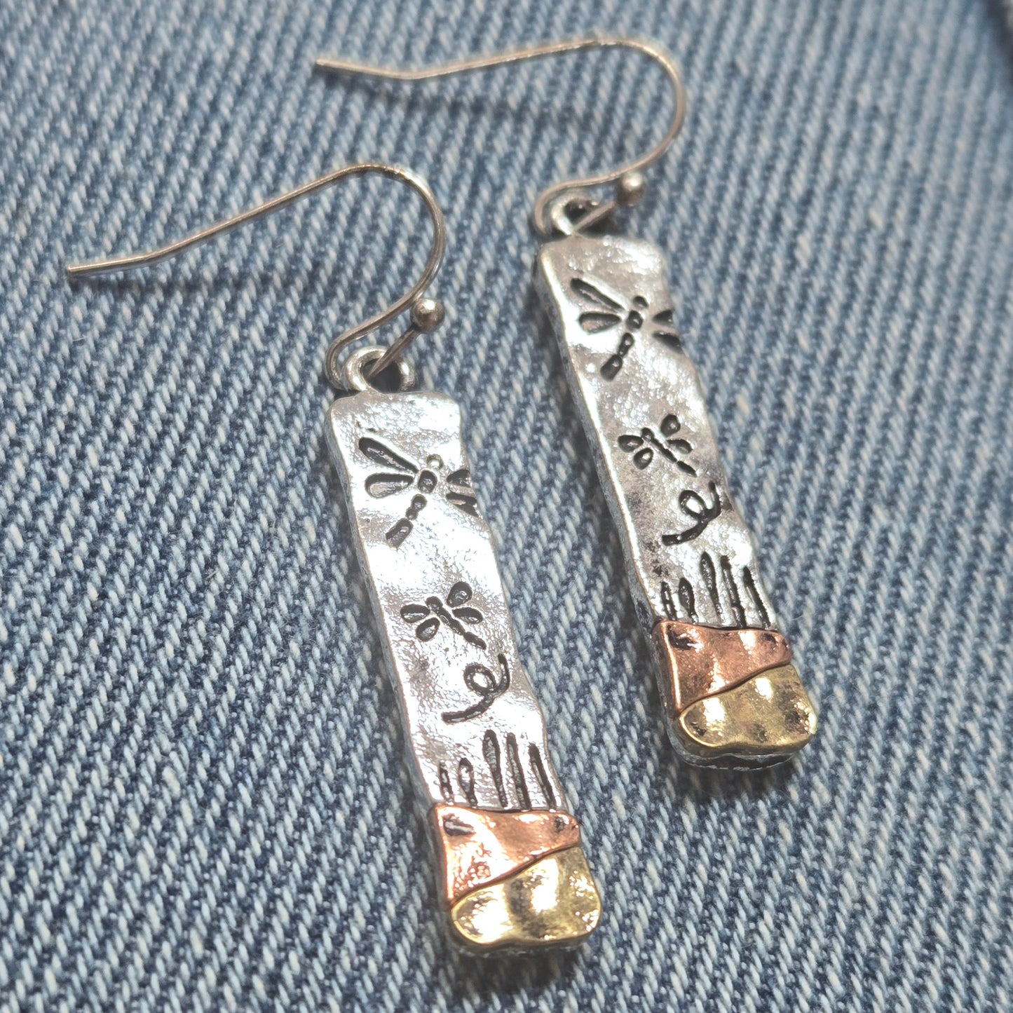 E1217 QE4801 Dragonfly Rectangle Drop Dangle Earrings
