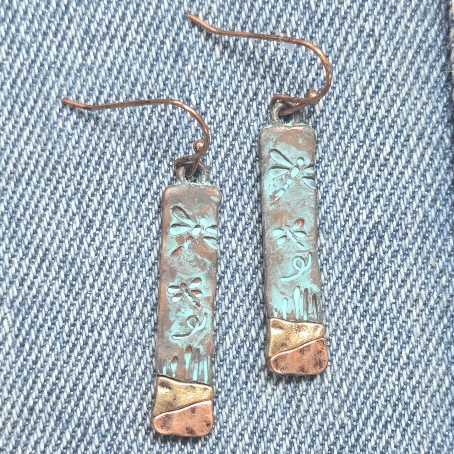 E1217 QE4801 Dragonfly Rectangle Drop Dangle Earrings