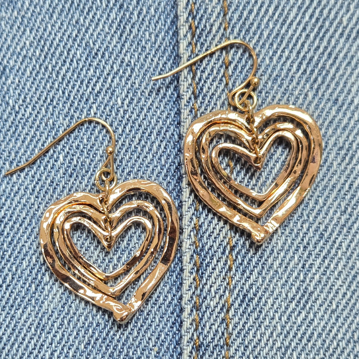 E1166 QE4769 Heart Love Shapes Linked Drop Dangle Earrings