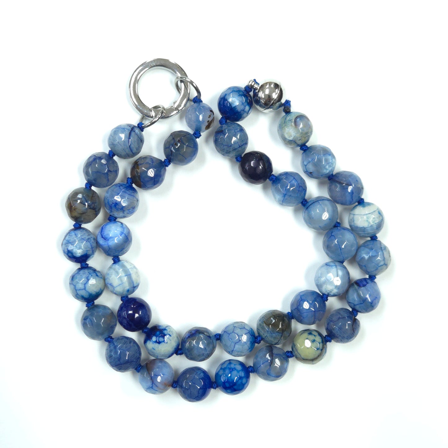 SB-SSN Blue Agate Stone Beaded Necklace