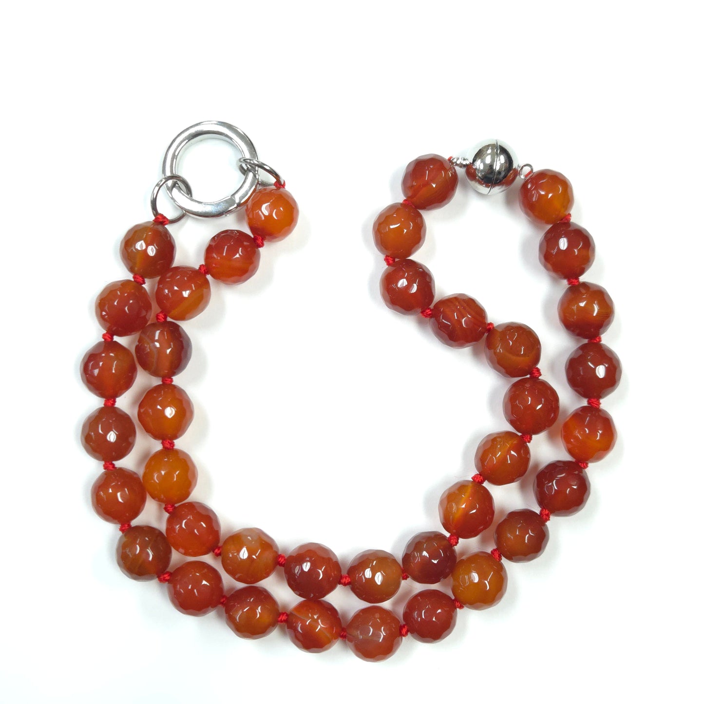 SB-SSN Red Agate Stone Beaded Necklace