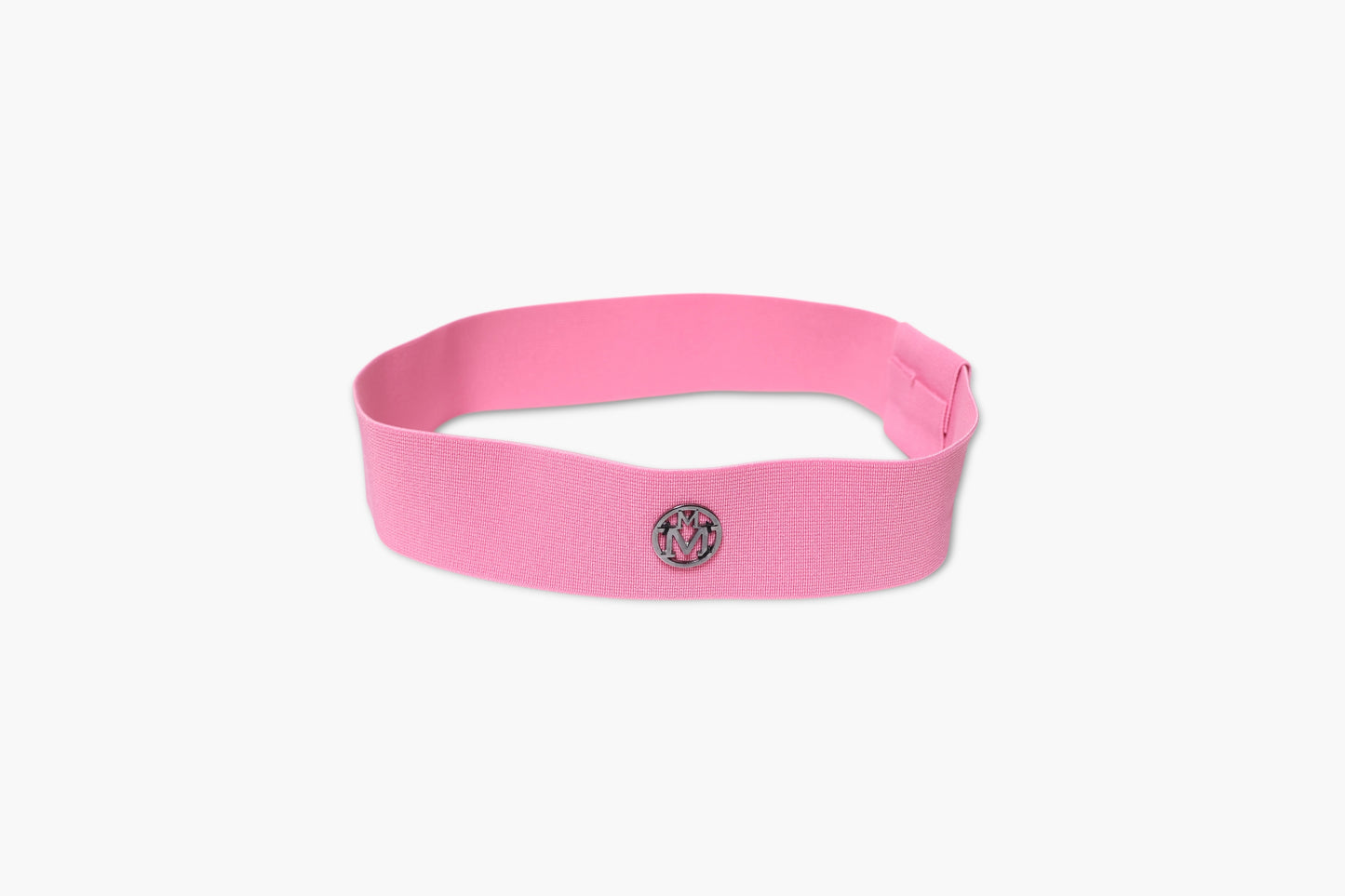 Pink visor with a logo on a white background