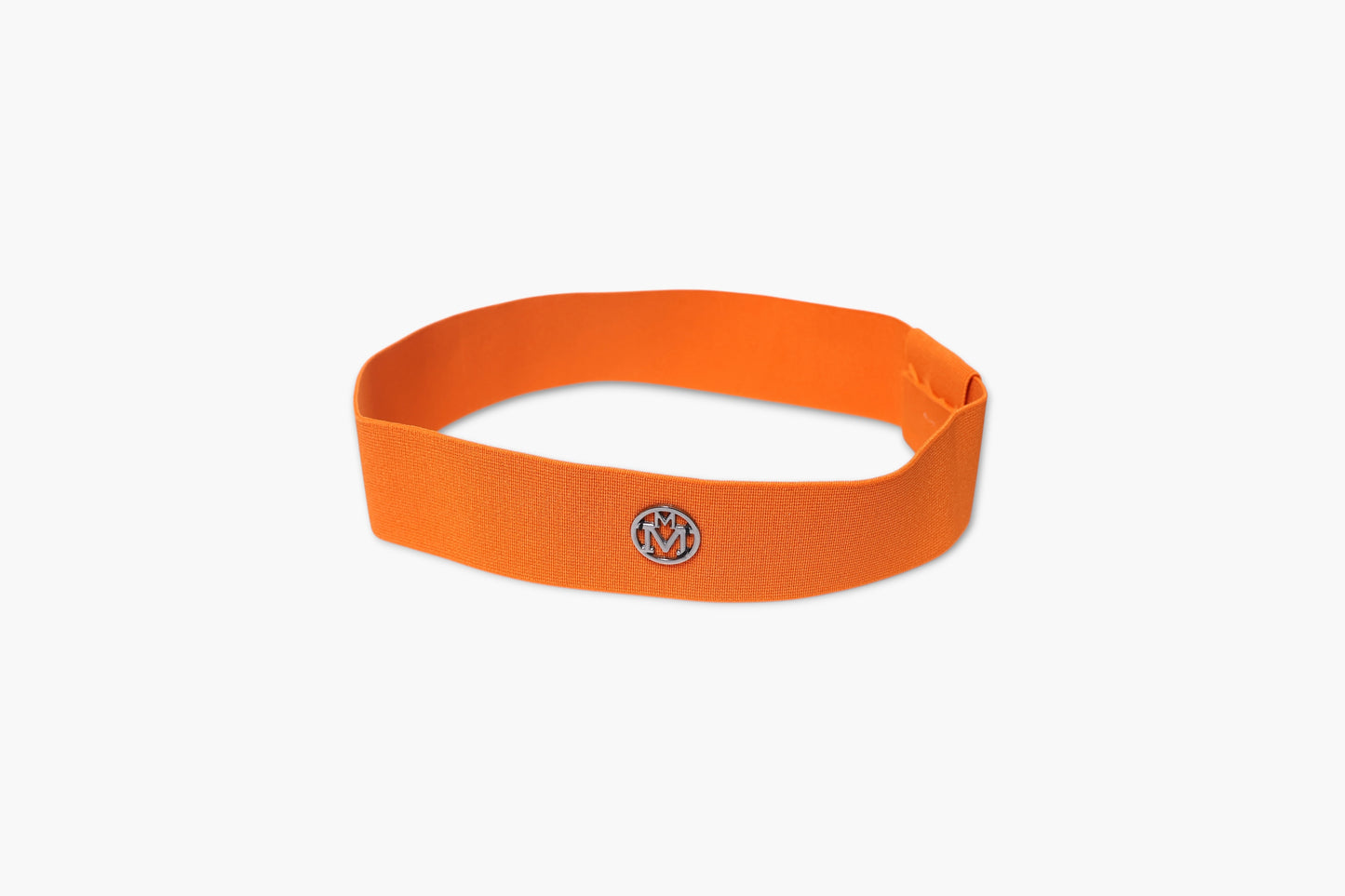 Orange headband with a logo on a white background