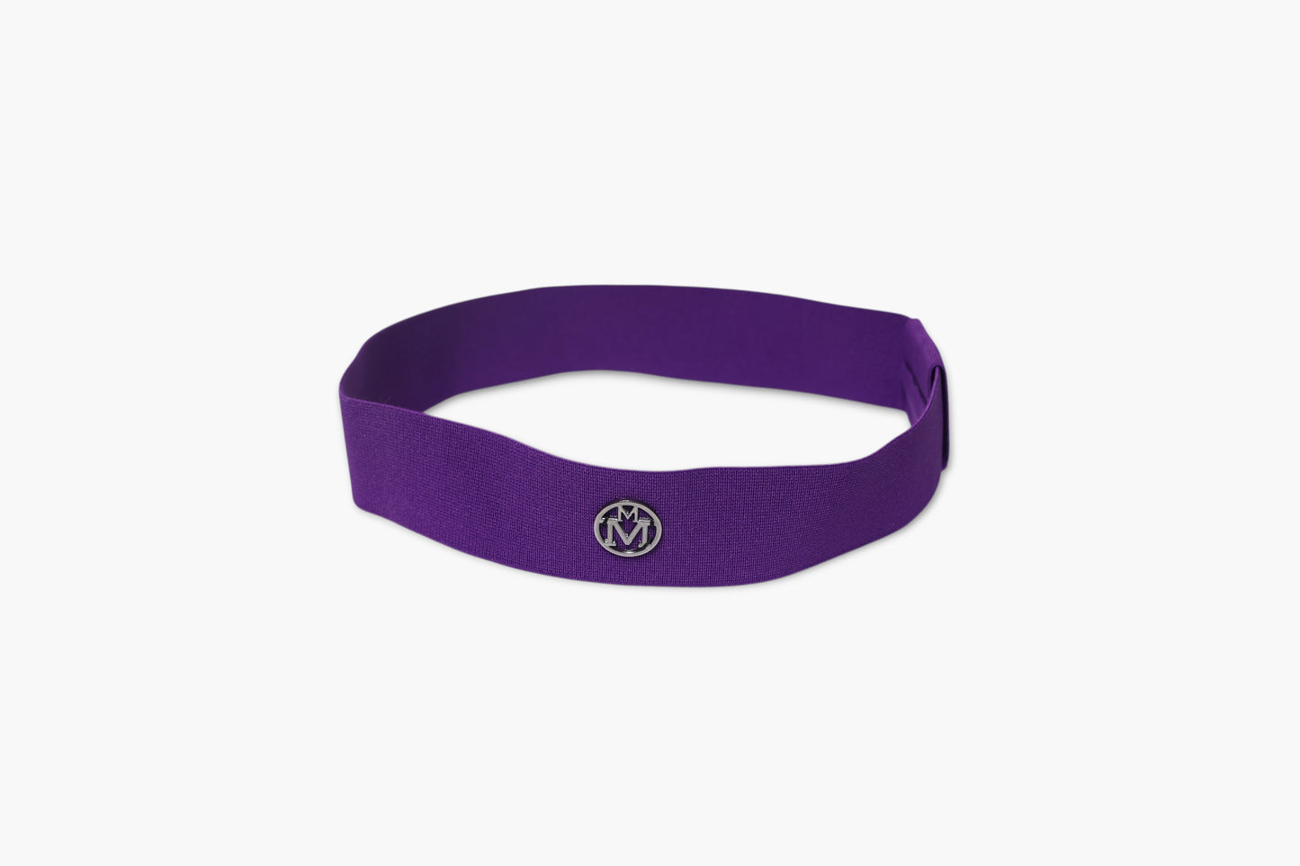 Purple headband with a logo on a white background