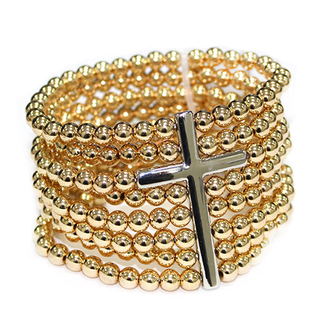 Cross Beaded Wrap Bracelet - B0559
