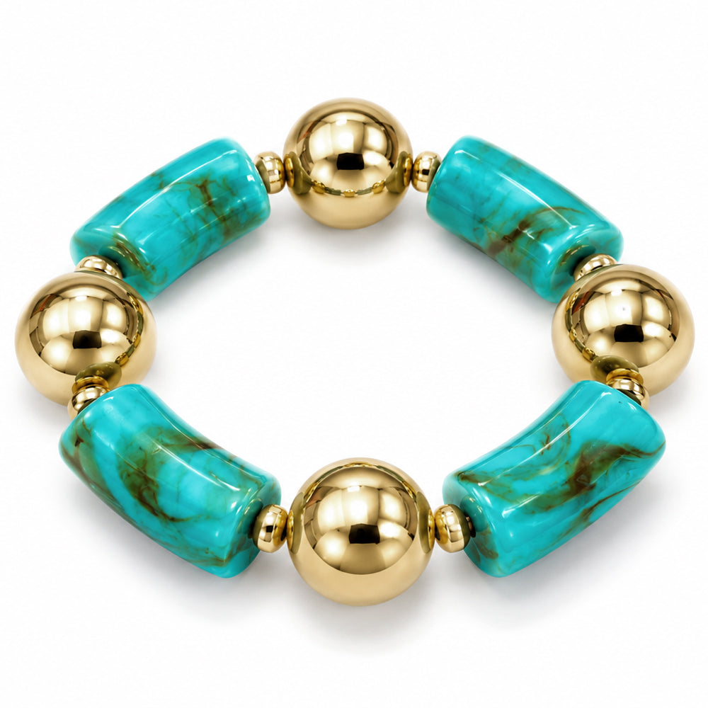Acrylic Barrel Bead Stretch Bracelet - B0560
