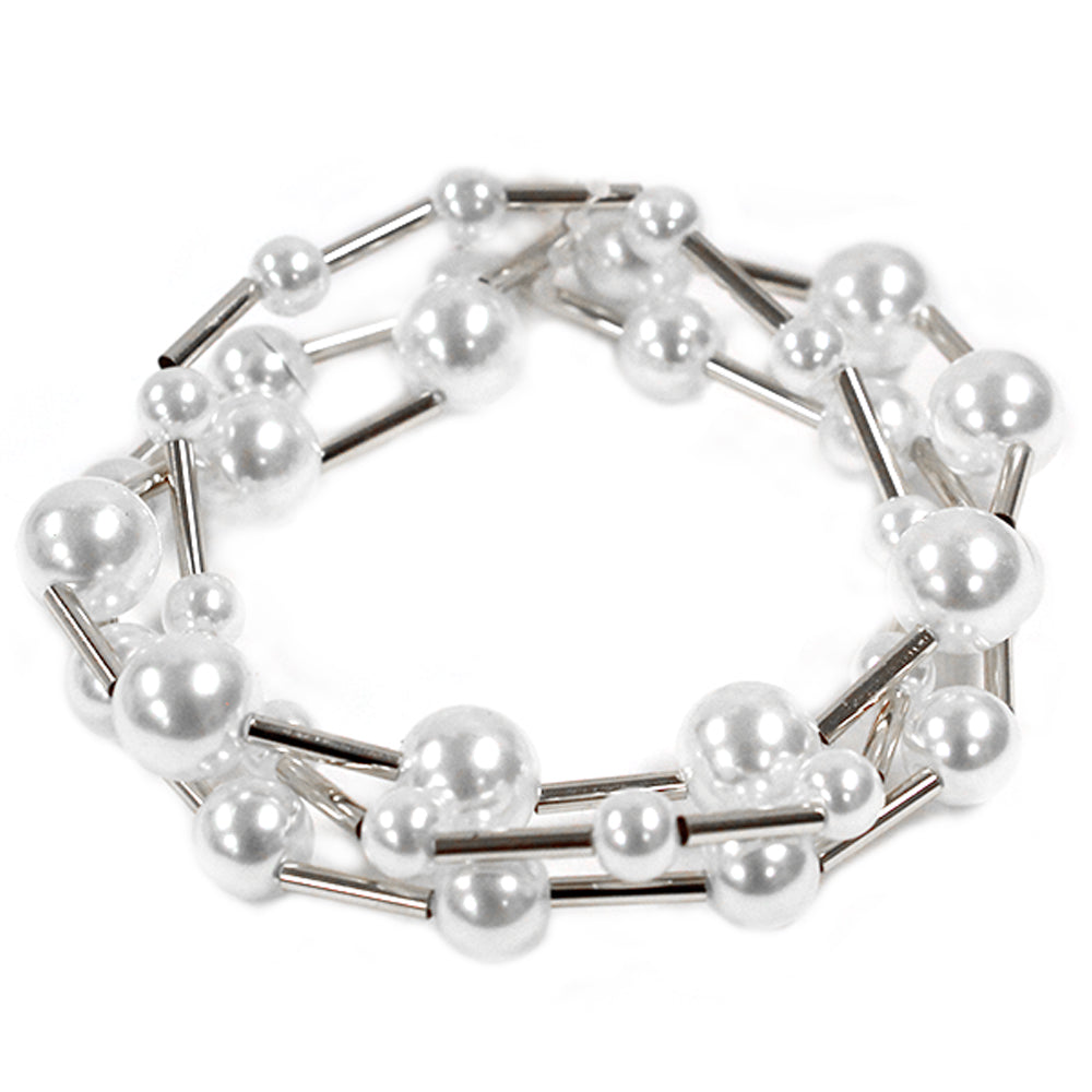 B0421 | Pearl Bead Stretch Bracelet Set | TB9722