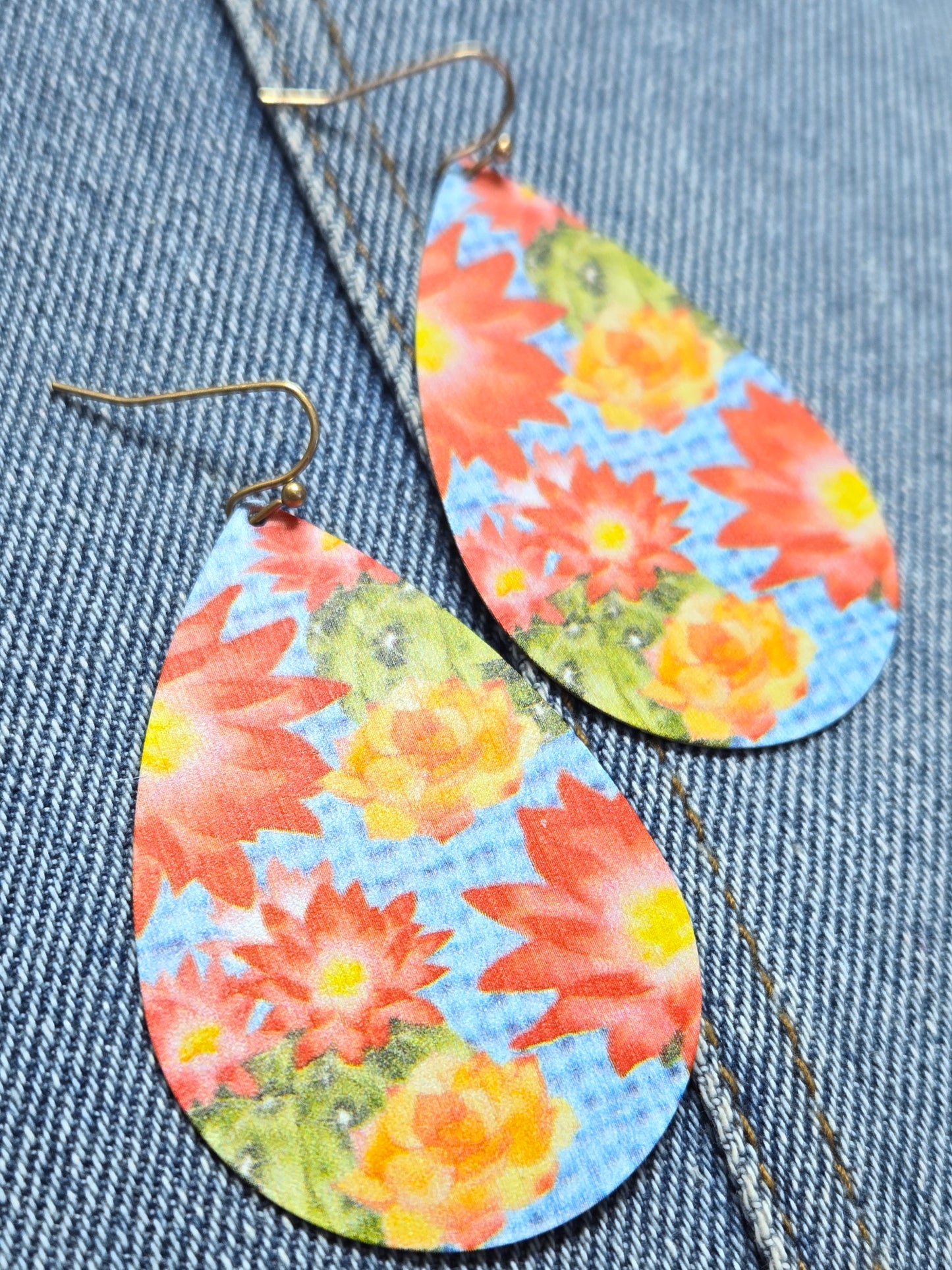 E1201 TE1131 Flowers Teardrop Drop Dangle Earrings