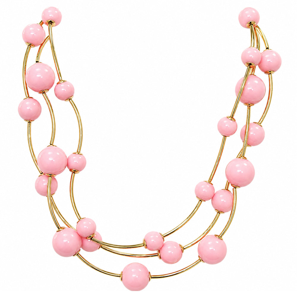 Triple Layer Ball Beaded Necklace - N5193
