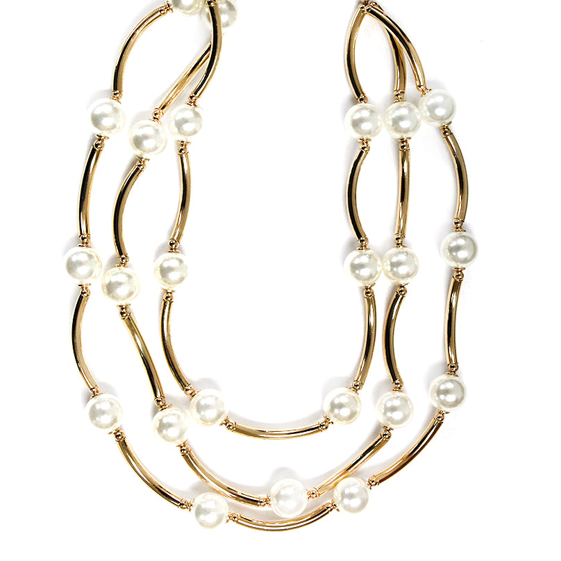 Multi Strand Pearl Link Necklace | N5144