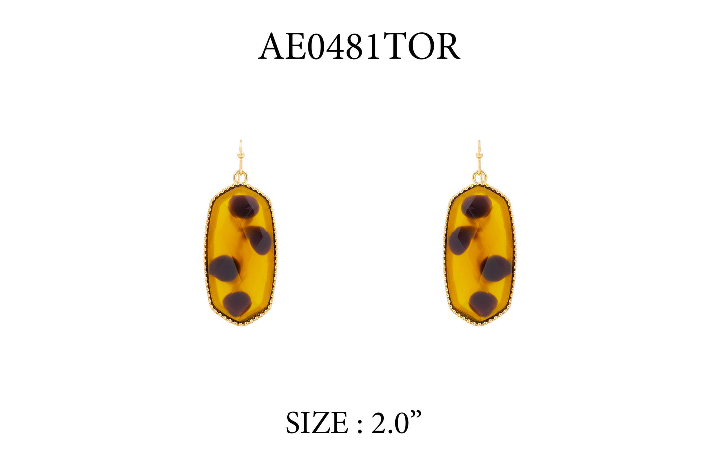 Yellow earrings with black dots on a white background