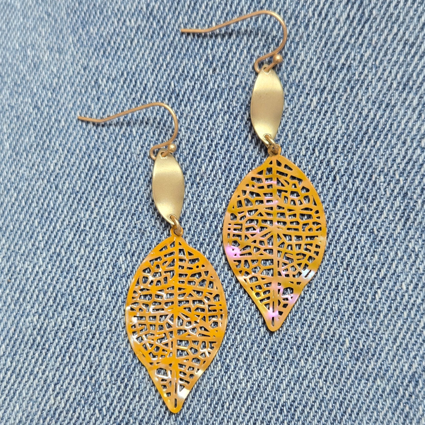 E1275 VER1096 Leaf Design Drop Dangle Earrings
