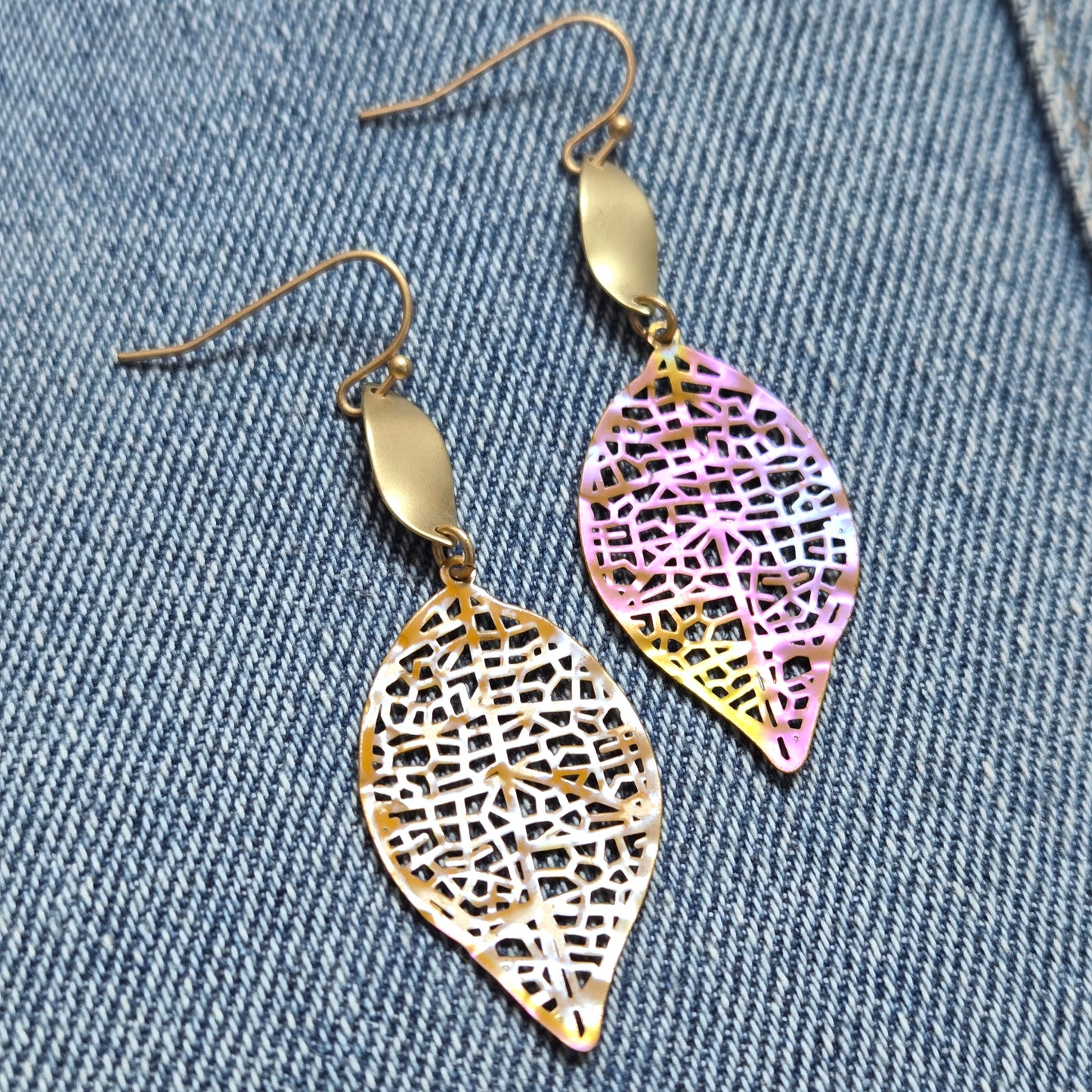 E1275 VER1096 Leaf Design Drop Dangle Earrings