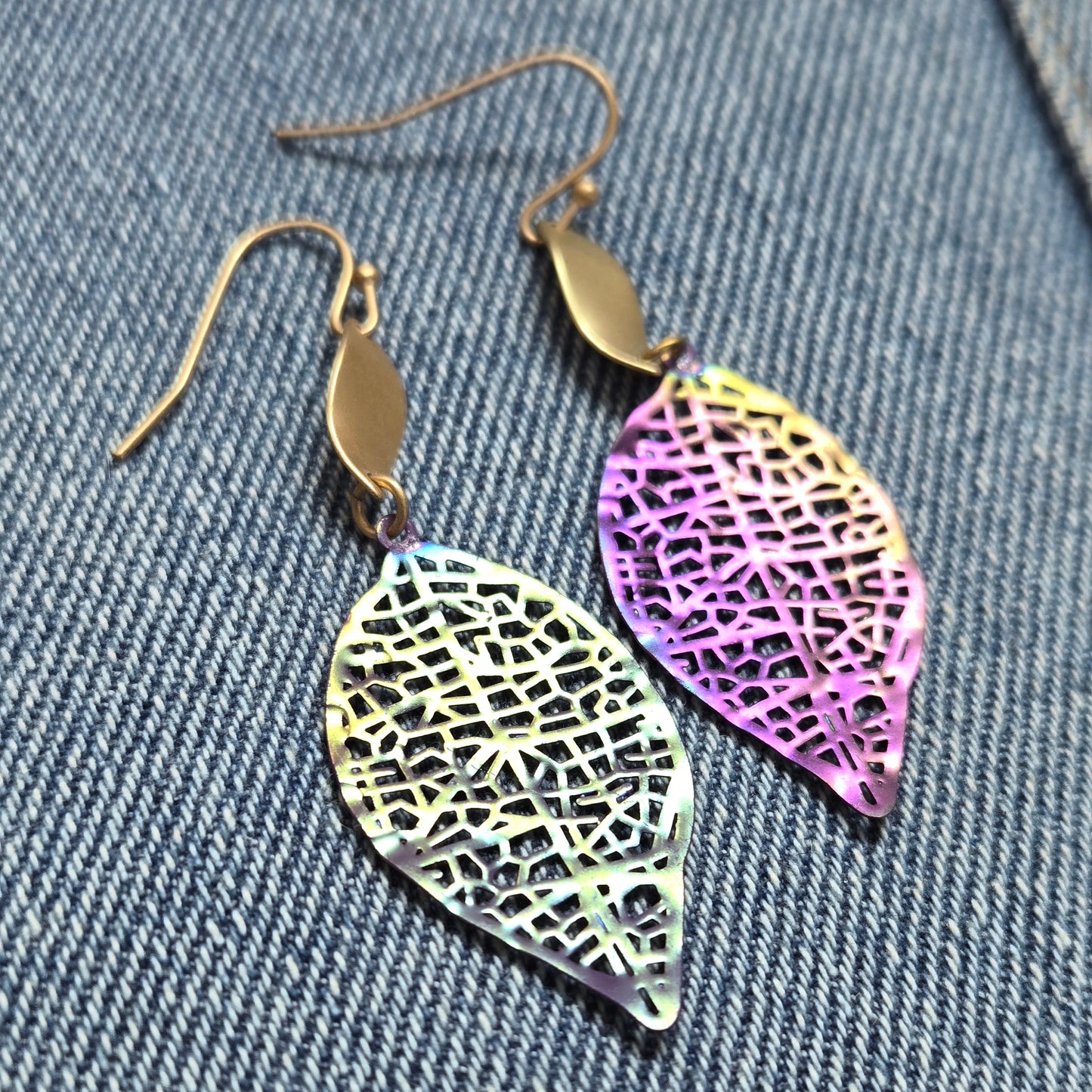 E1275 VER1096 Leaf Design Drop Dangle Earrings