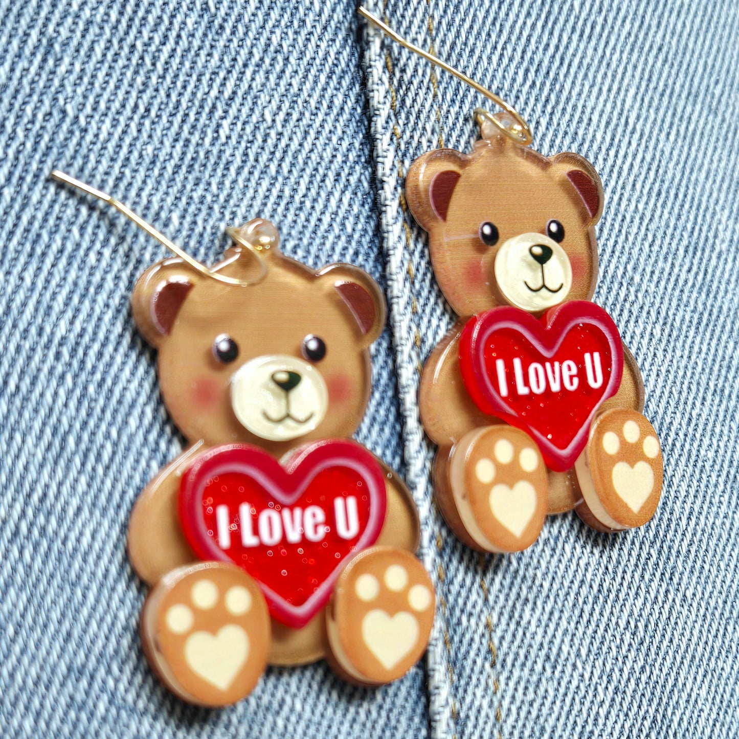 E1067 VER5777 Teddy Bear Design Drop Dangle earrings