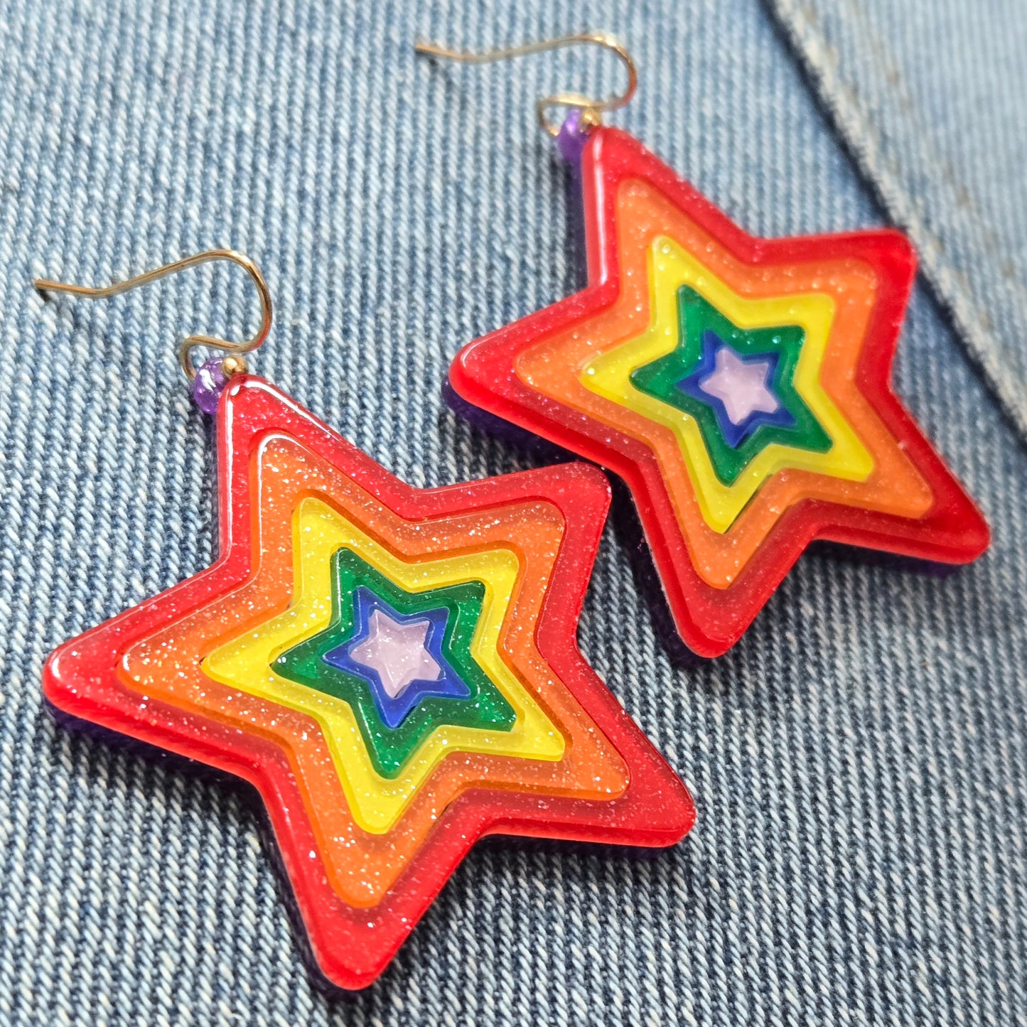 E1251 VER5958 Star Drop Dangle Earrings
