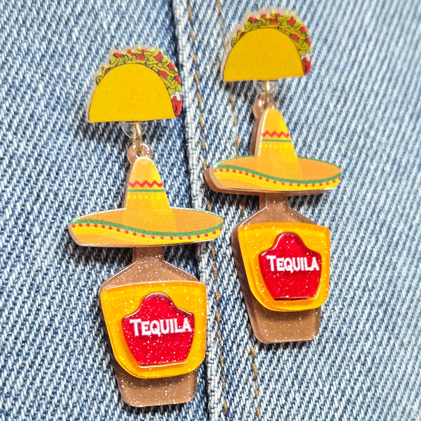 E1068 VER6283 TEQUILA Bottle Design Drop Dangle earrings