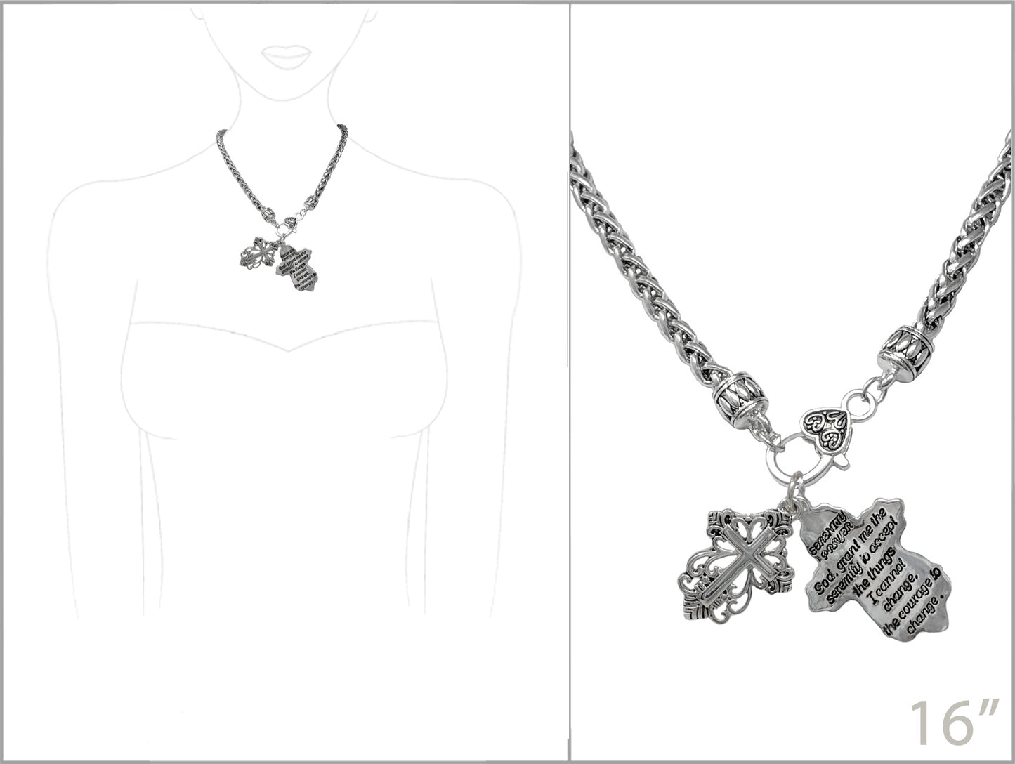 Two necklaces with charms on a white background