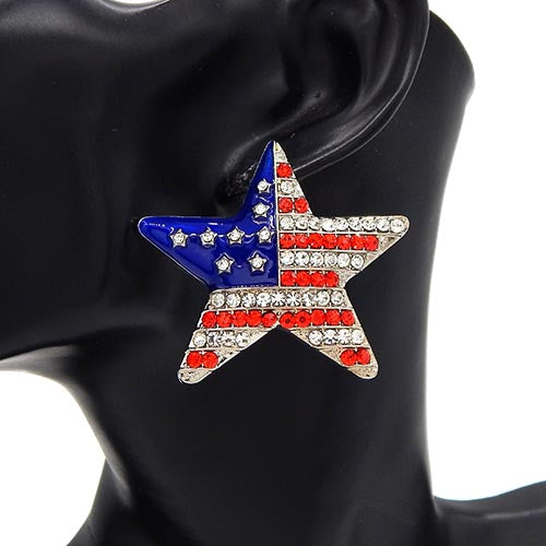 E1130 |American Flag Star Post Earrings |YE3509