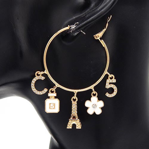 E1562 YE3575 Charms Hoop Earrings