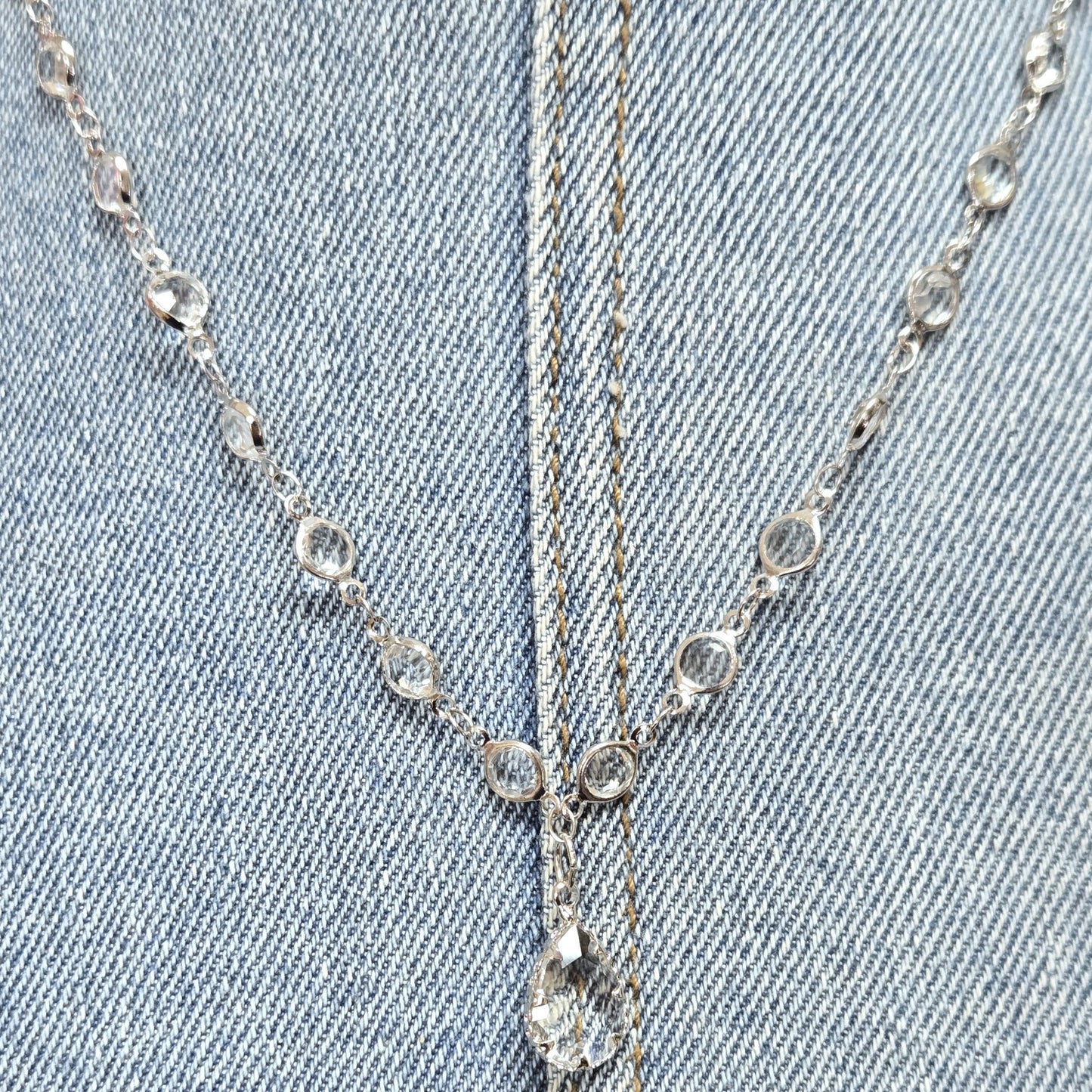 N0505 YN2033 See Through Stones Deco Pendant Necklace